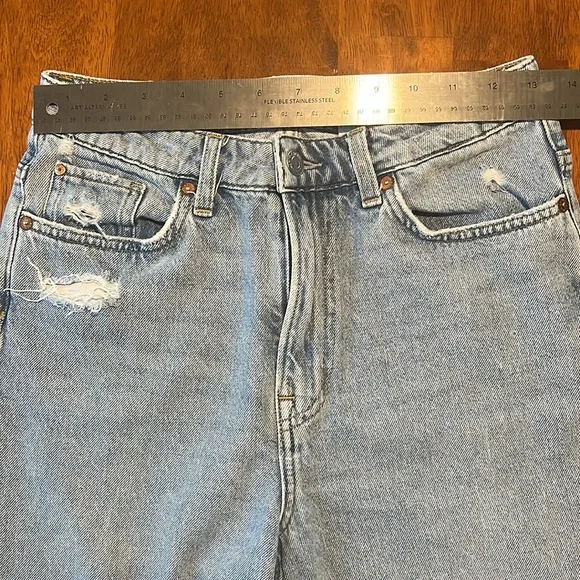 &Denim Loose Straight Distressed Jeans US 4 - Picture 11 of 15